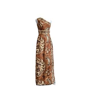 Vtg 60s Union Made XS Hawaiian Retro Boho Hippie Maxi Ethnic One Shoulder